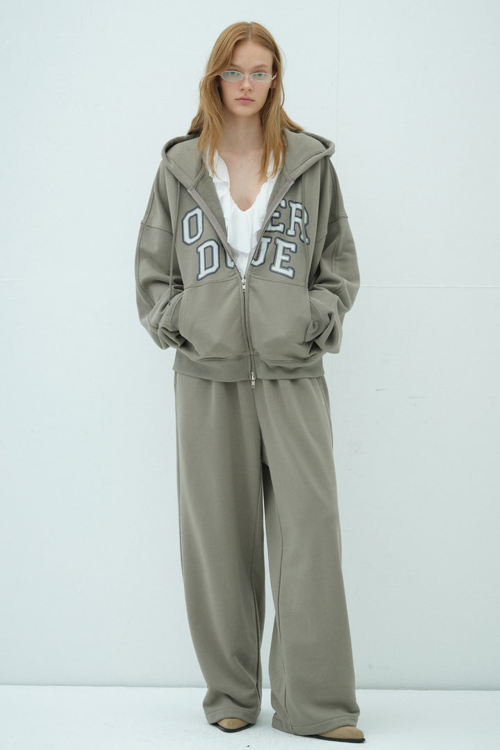 Overdueflair Two-Way Wide Sweat Pants Khaki