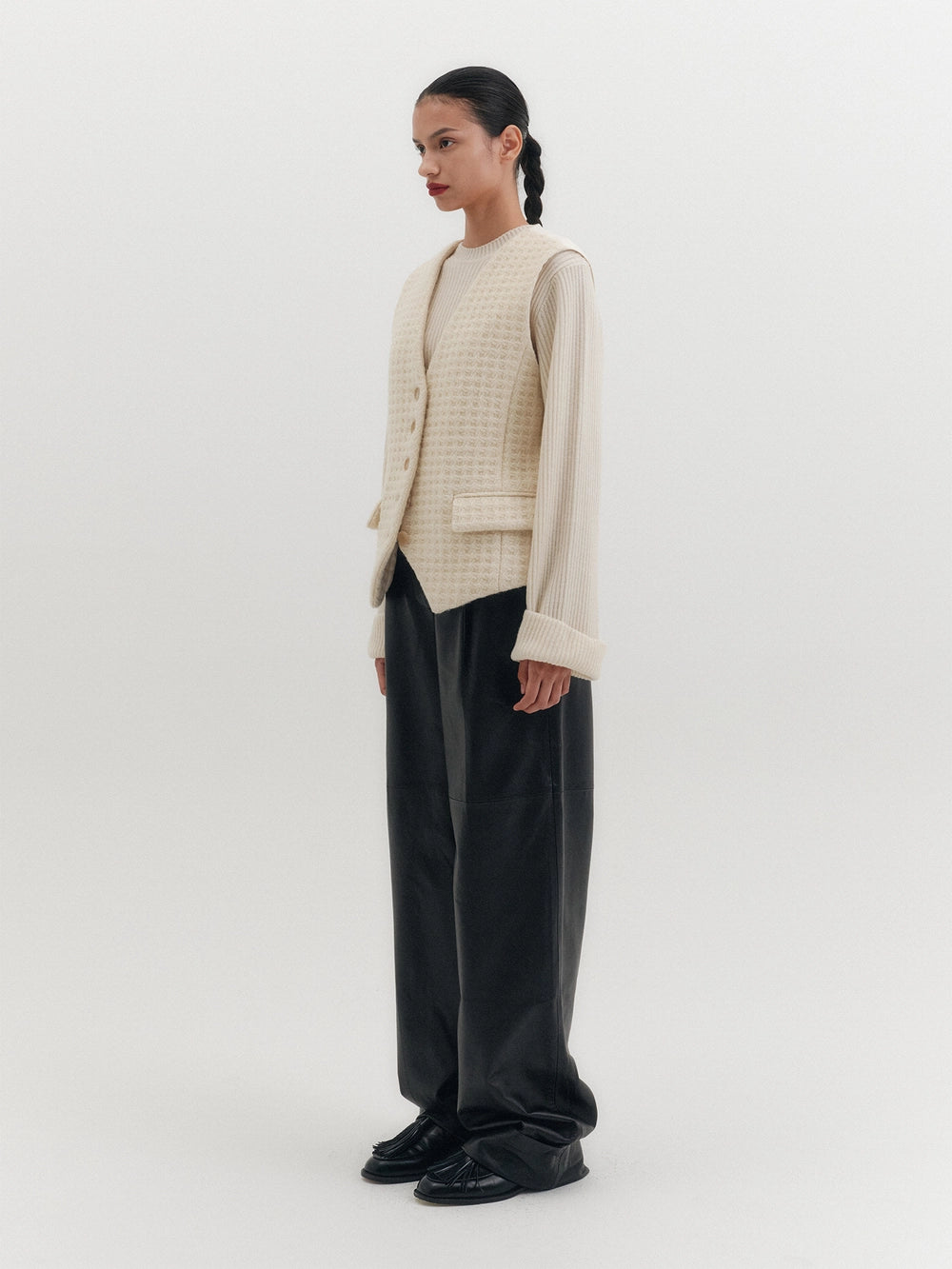 EENK Belted Tailored Vest - Ivory