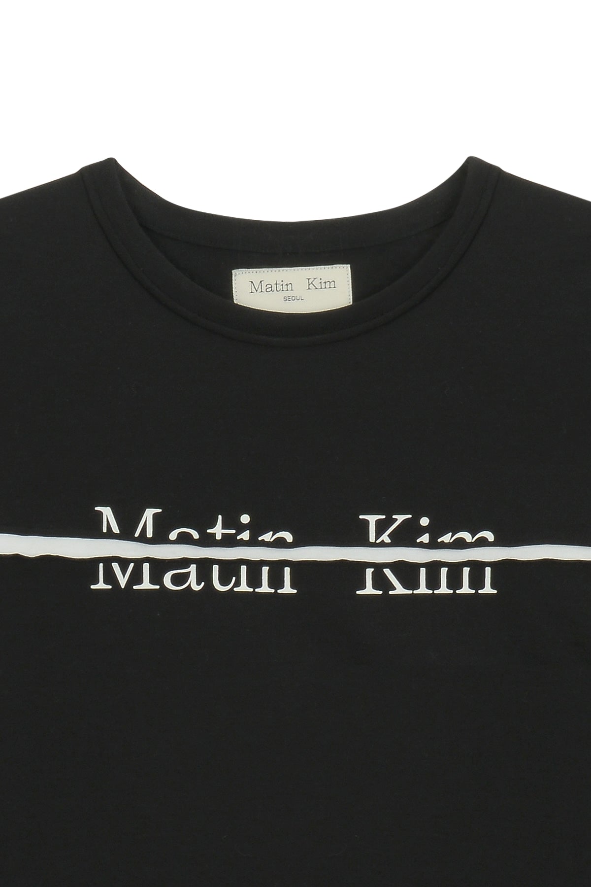 [matinkim] LOGO CUTTED CROP TOP IN BLACK