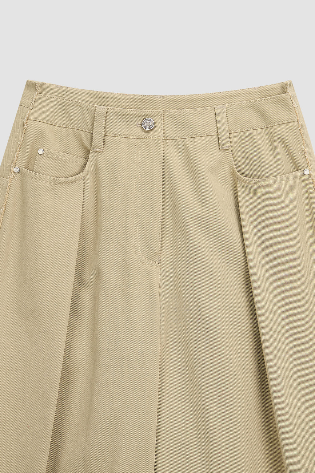 [matinkim] Cutting Detail Wide Cotton Pants IN Beige