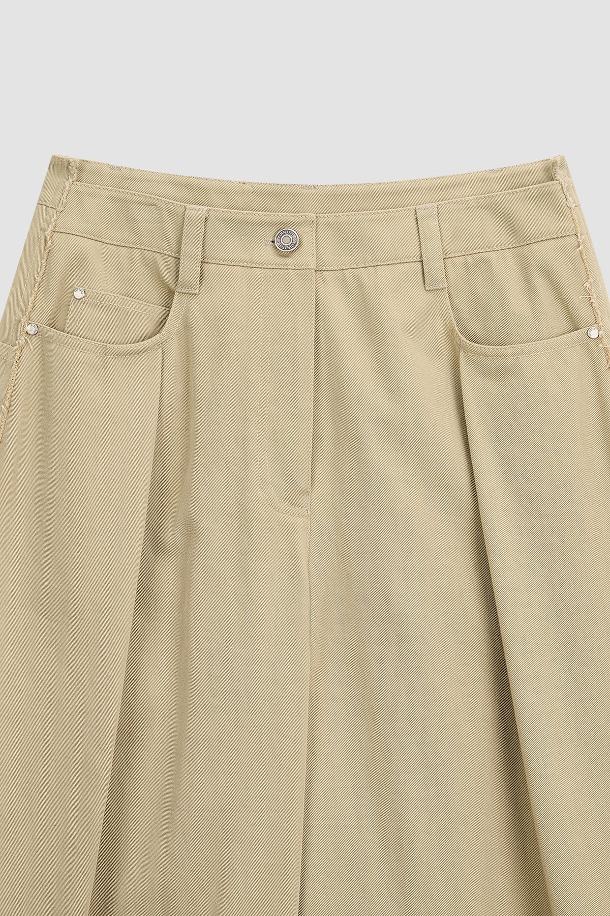 [matinkim] Cutting Detail Wide Cotton Pants IN Beige