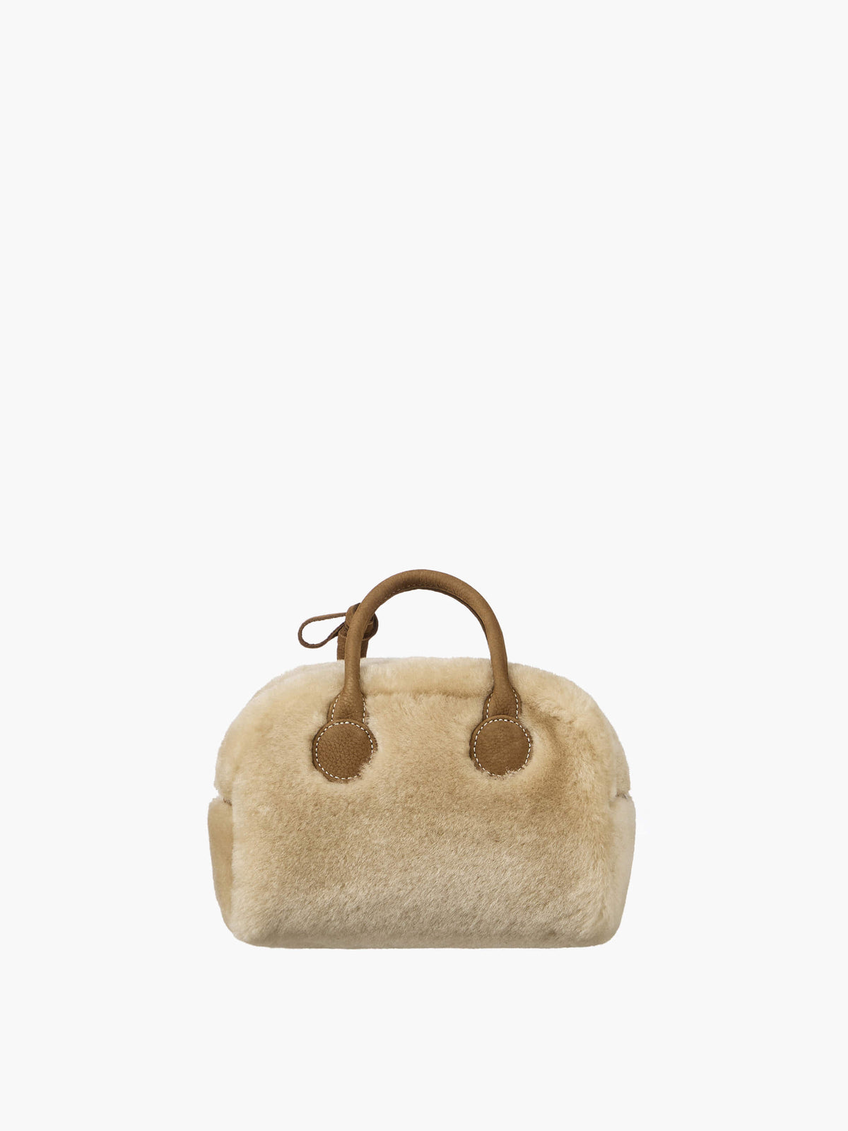 Margesherwood Soft Bowling Mini beige shearling+chestnut nubuck