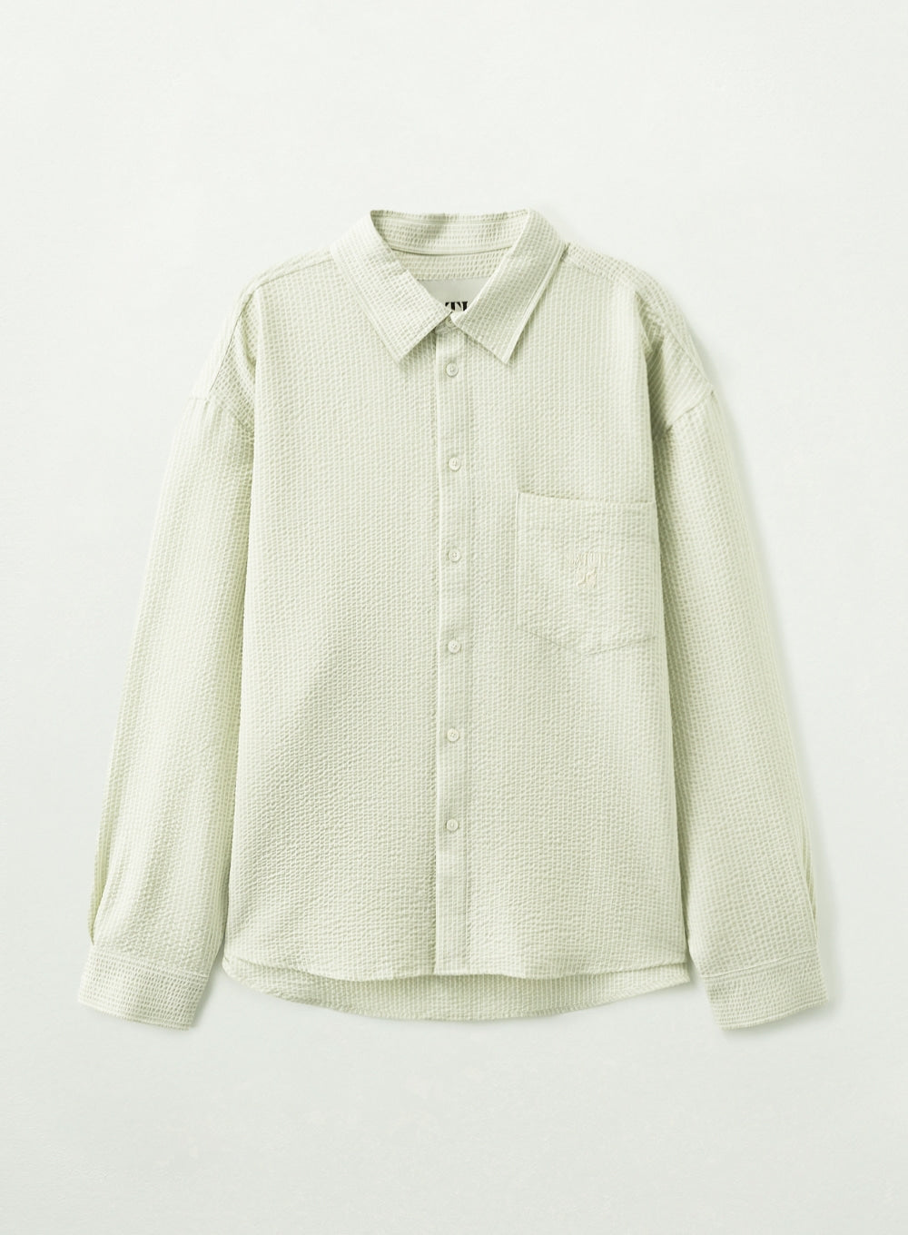 Satur Stripe Seersucker Pocket Shirt - Green