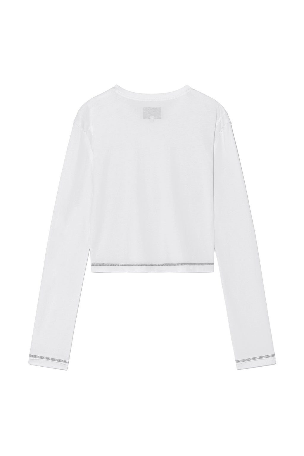 [matinkim] CUT LINE DETAIL LONG SLEEVE LOGO TOP IN WHITE