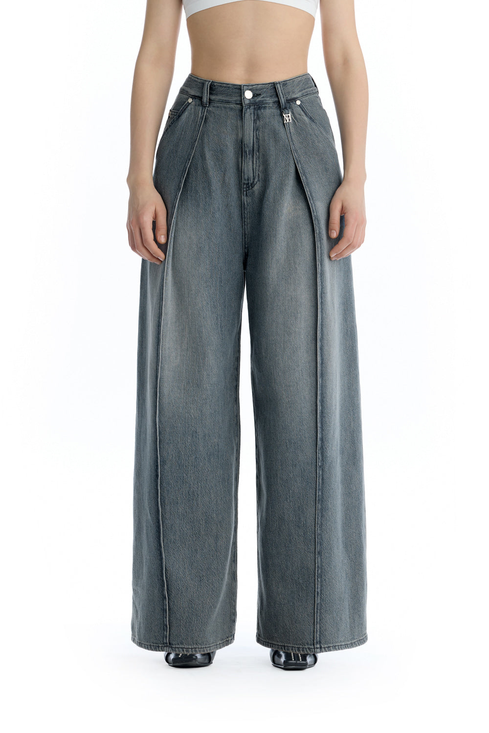 Treemingbird Fluid Wide Denim Pants Blue