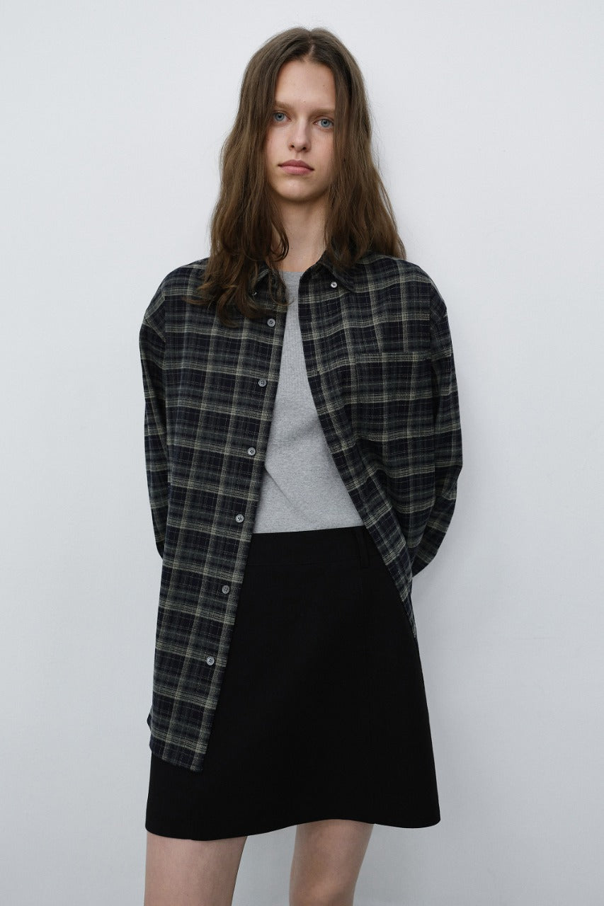 Dunst Unisex Checked Flannel BD Shirt Navy Grey