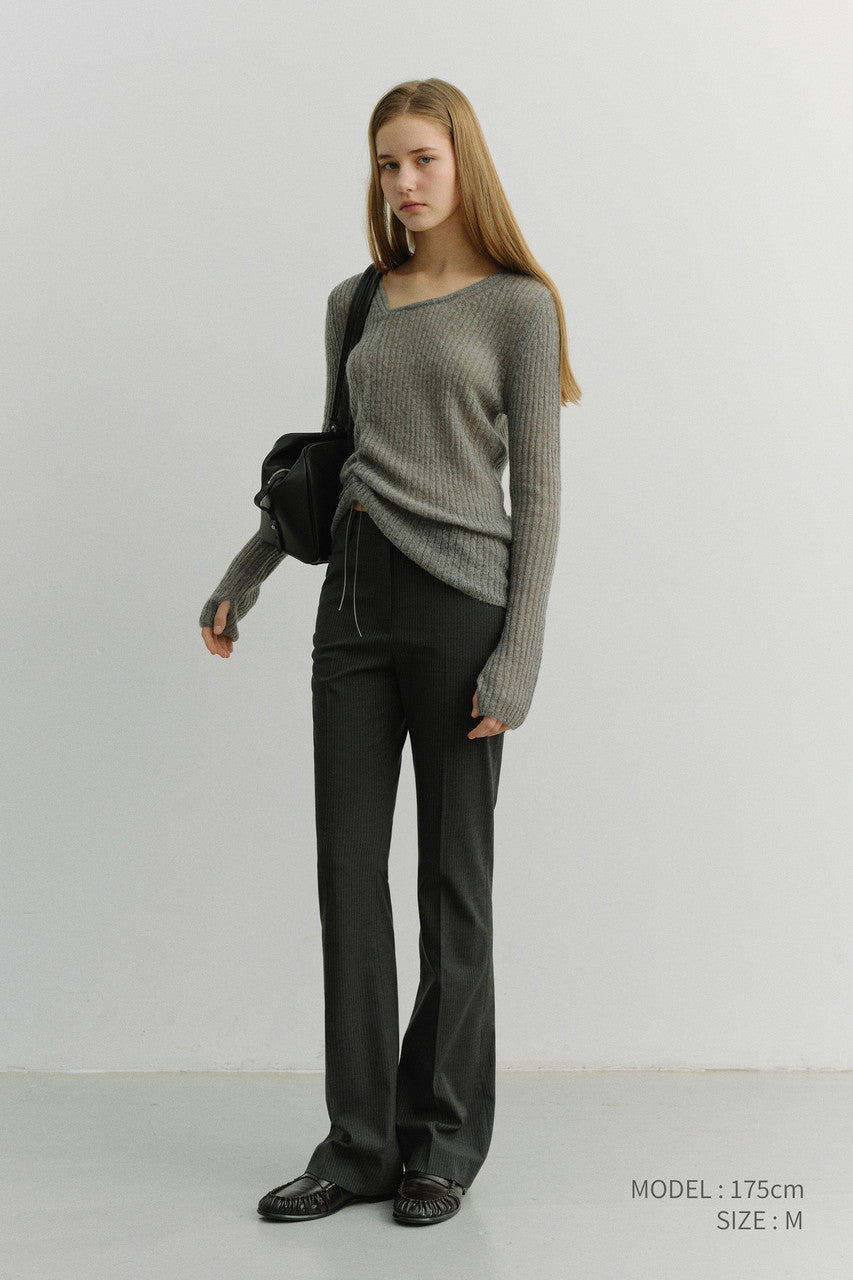 Dunst 2-Way Shirring Knit Top Melange Grey