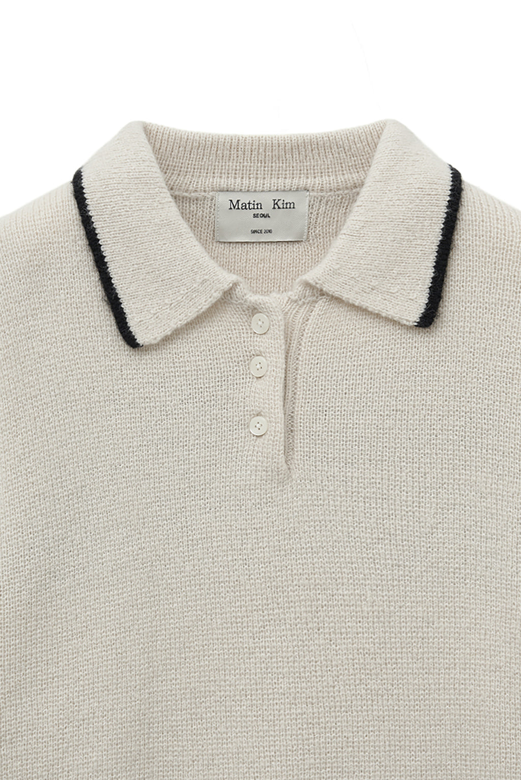 Matinkim Back Logo Collar Knit Top For Women IN Ivory