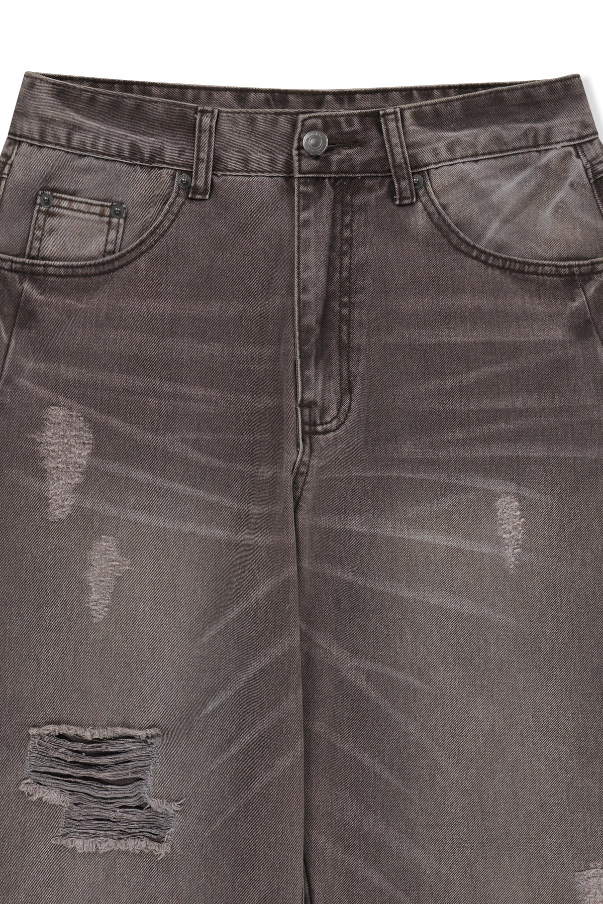 Matinkim Shadow Distressed Wide Denim Pants IN Brown