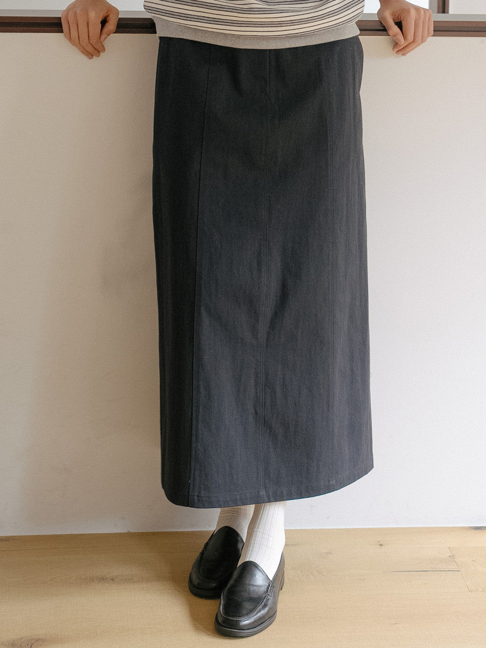 Tillidie Bio wash cotton maxi skirt Navy