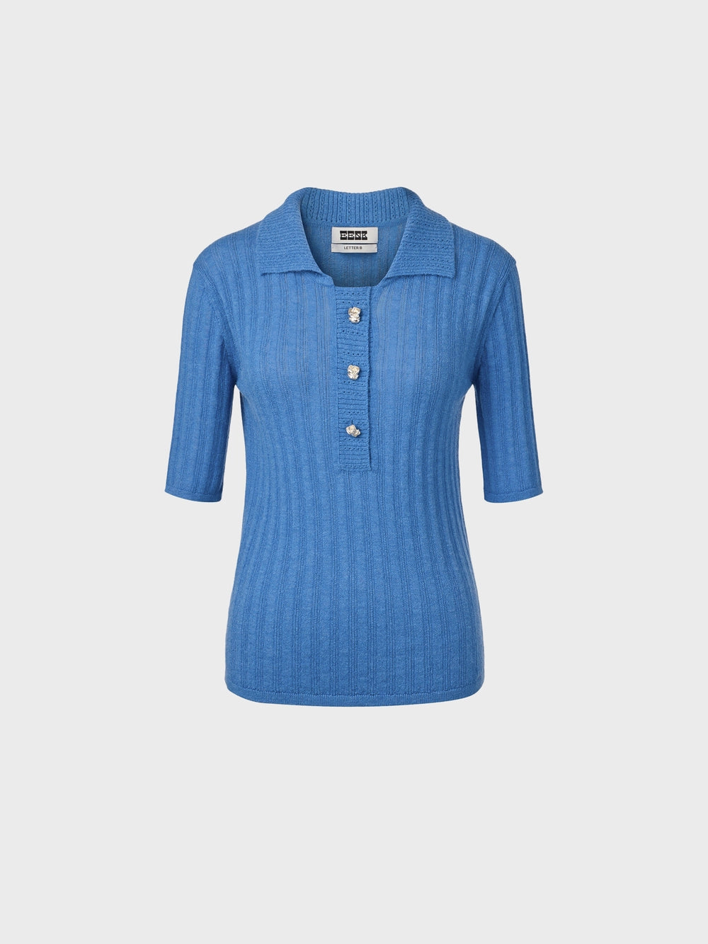 EENK Rose Button Knitwear Top - Blue