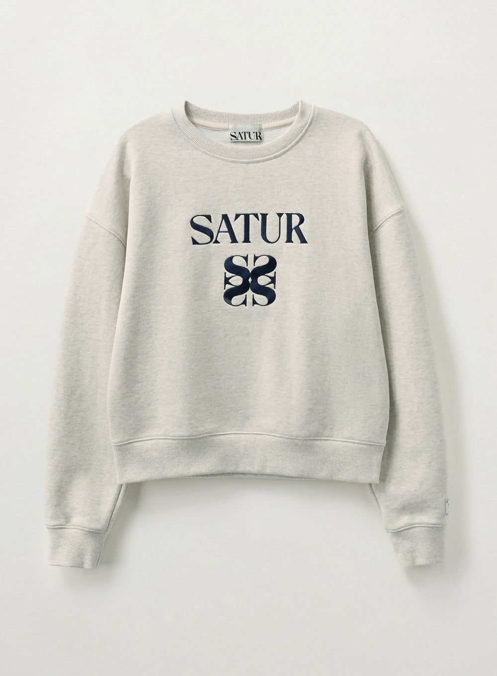 [satur] (W) Classic Logo Crop Sweatshirt - Melange Ivory