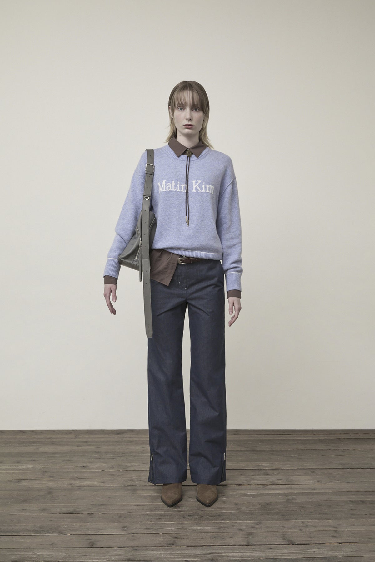 Matinkim Color Trim Line Logo Pullover IN Light Blue