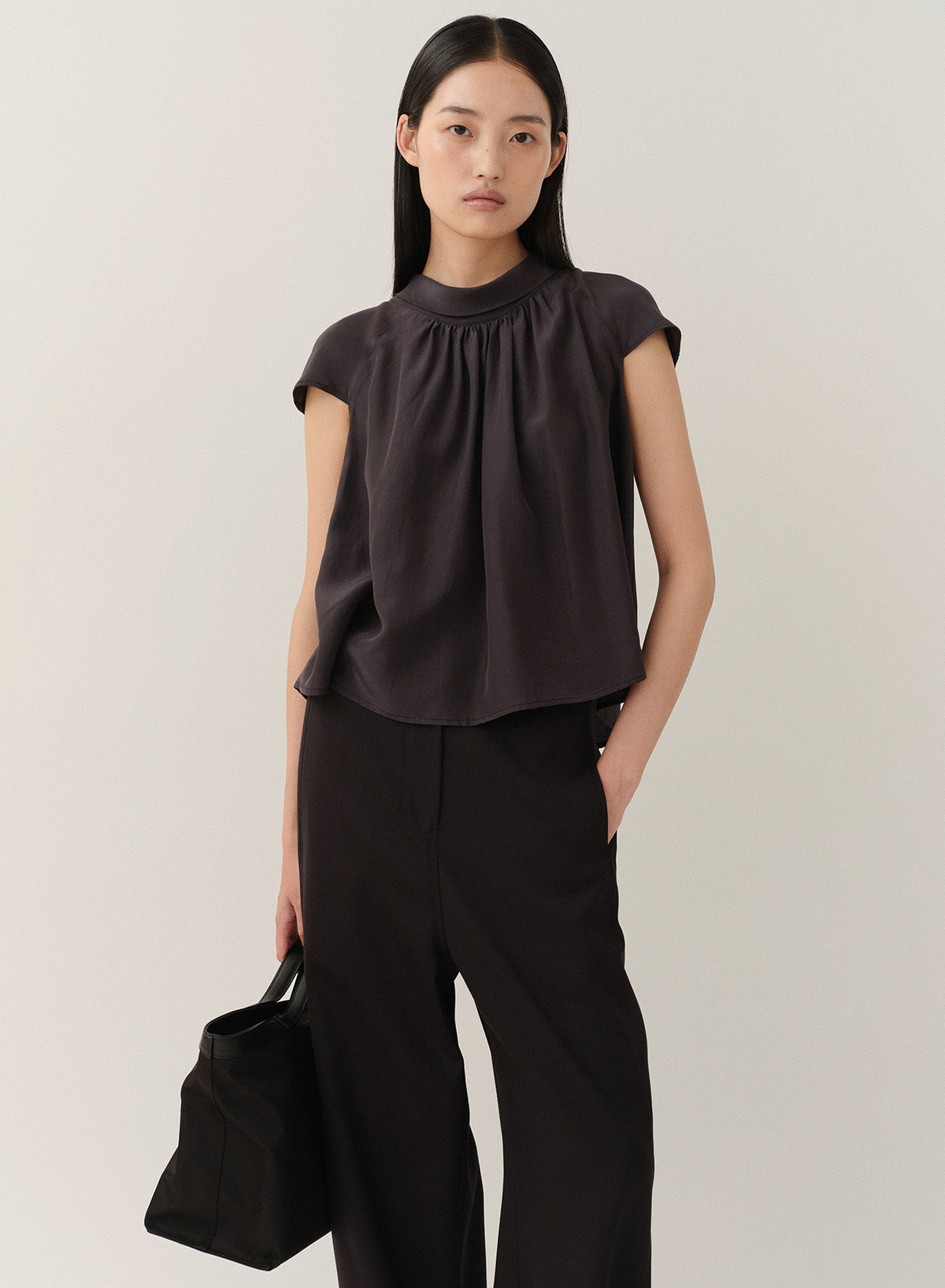 Kindersalmon Gather Blouse Dark-Navy