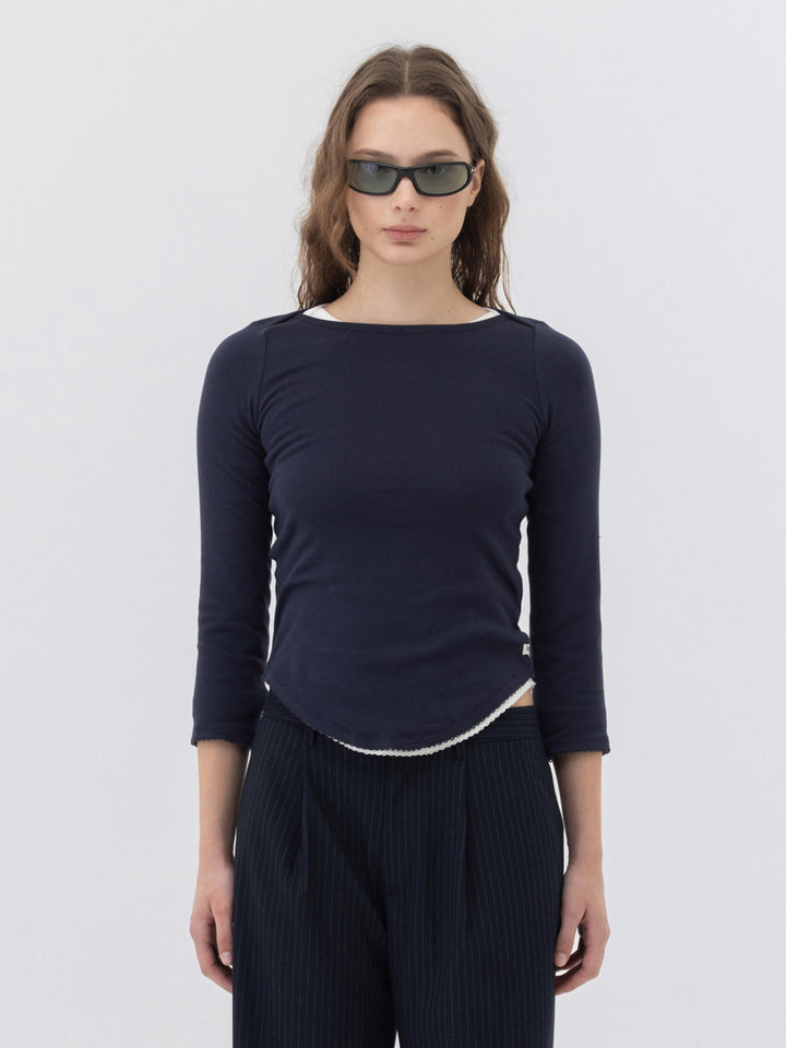 GLOWNY 3/4 Soft Wave Tee (Navy)