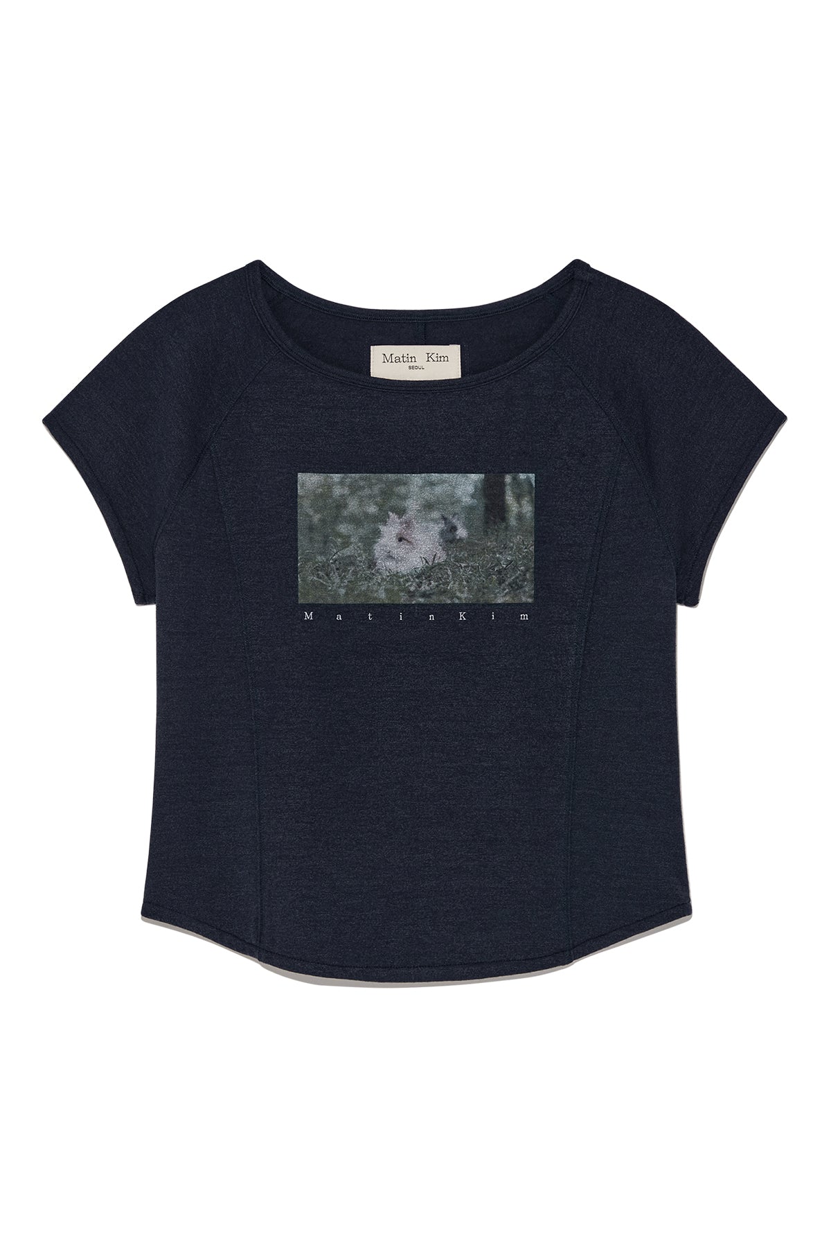 Matinkim Rabbit Printing Raglan Slim Top IN Navy