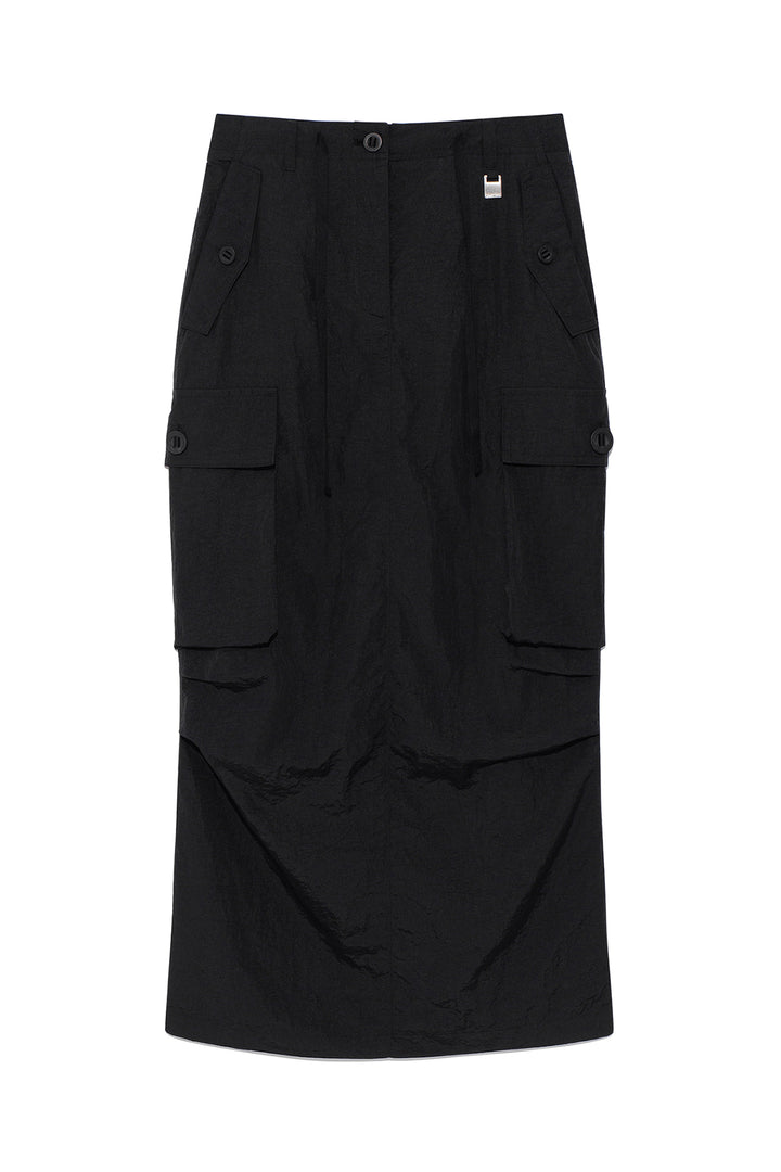 Matinkim String Nylon Cargo Skirt IN Black