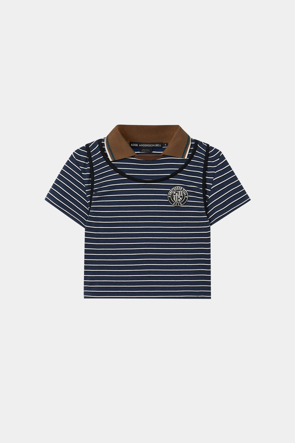 Andersson Bell Shirring Binding Stripe Collar Top