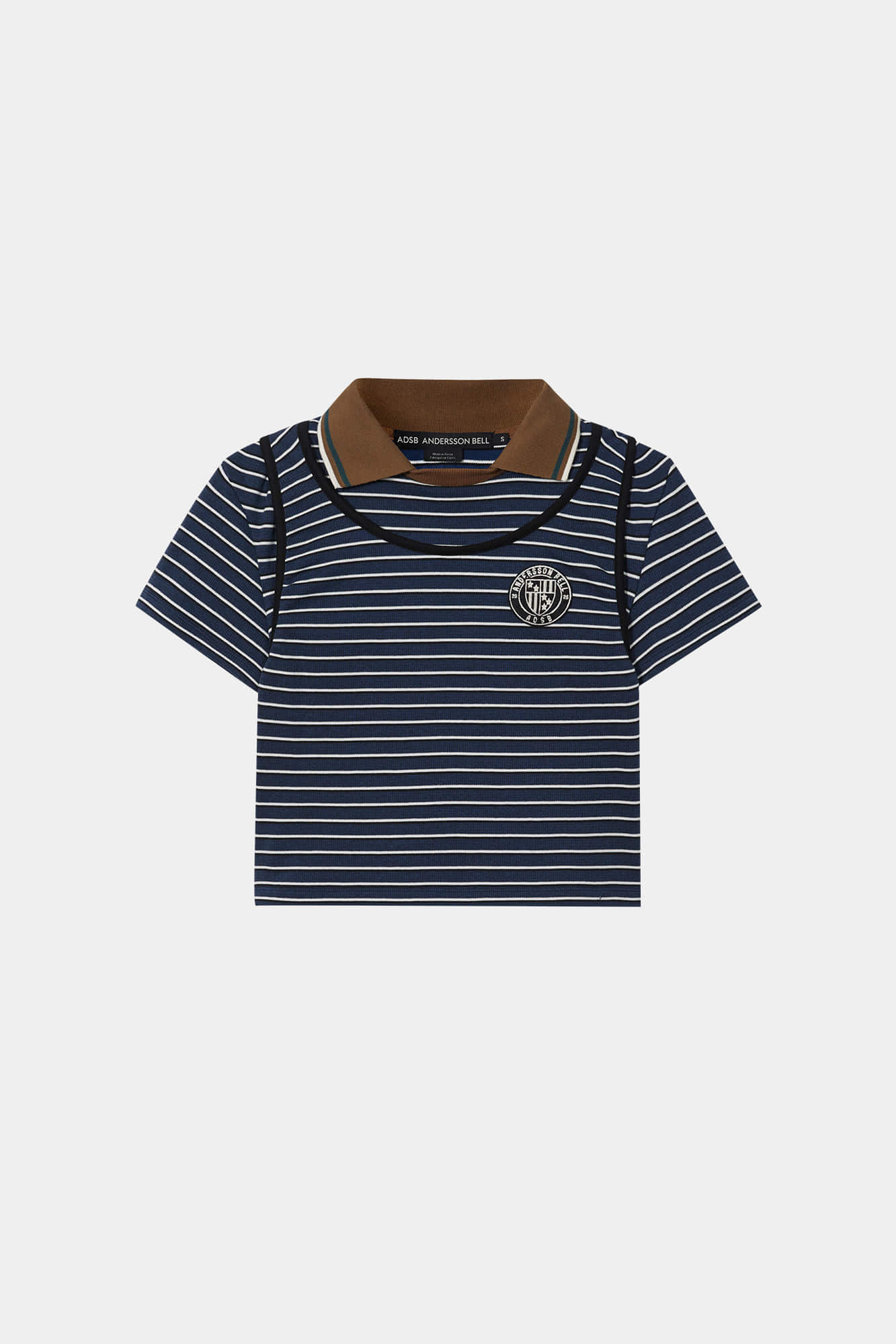 Andersson Bell Shirring Binding Stripe Collar Top