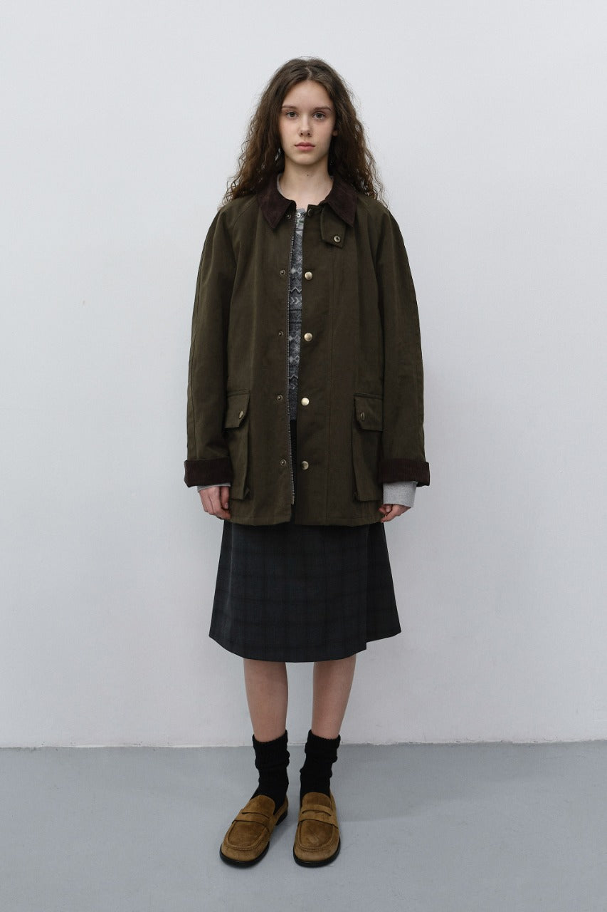 Dunst Pleats Midi Wrap Checked Skirt Charcoal Grey Check