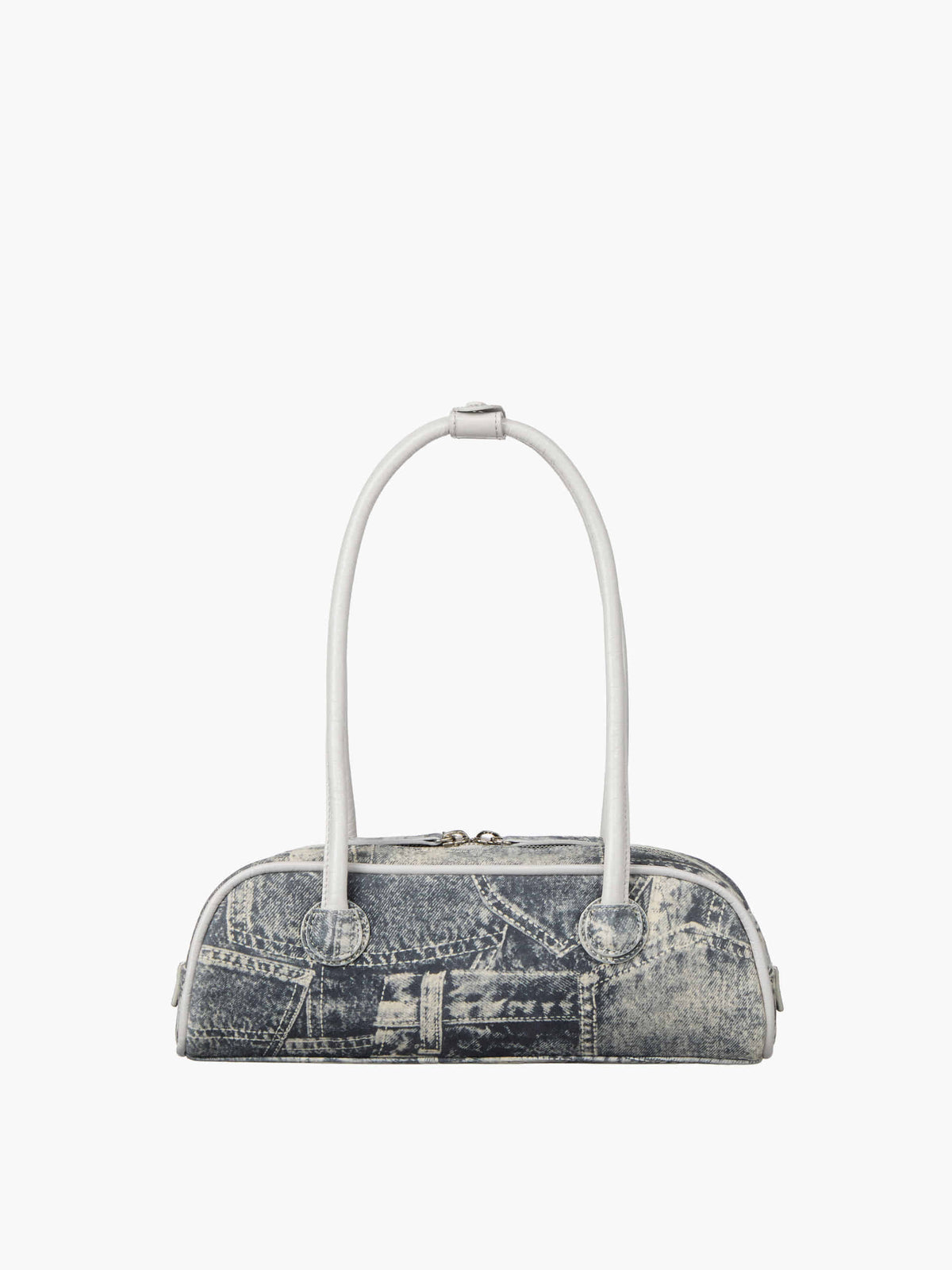Margesherwood Soft Boston EW Mini Piping light grey printed suede+crinkle