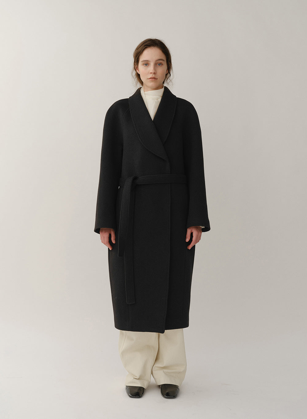 Kindersalmon Vera Shawl Collar Coat Black