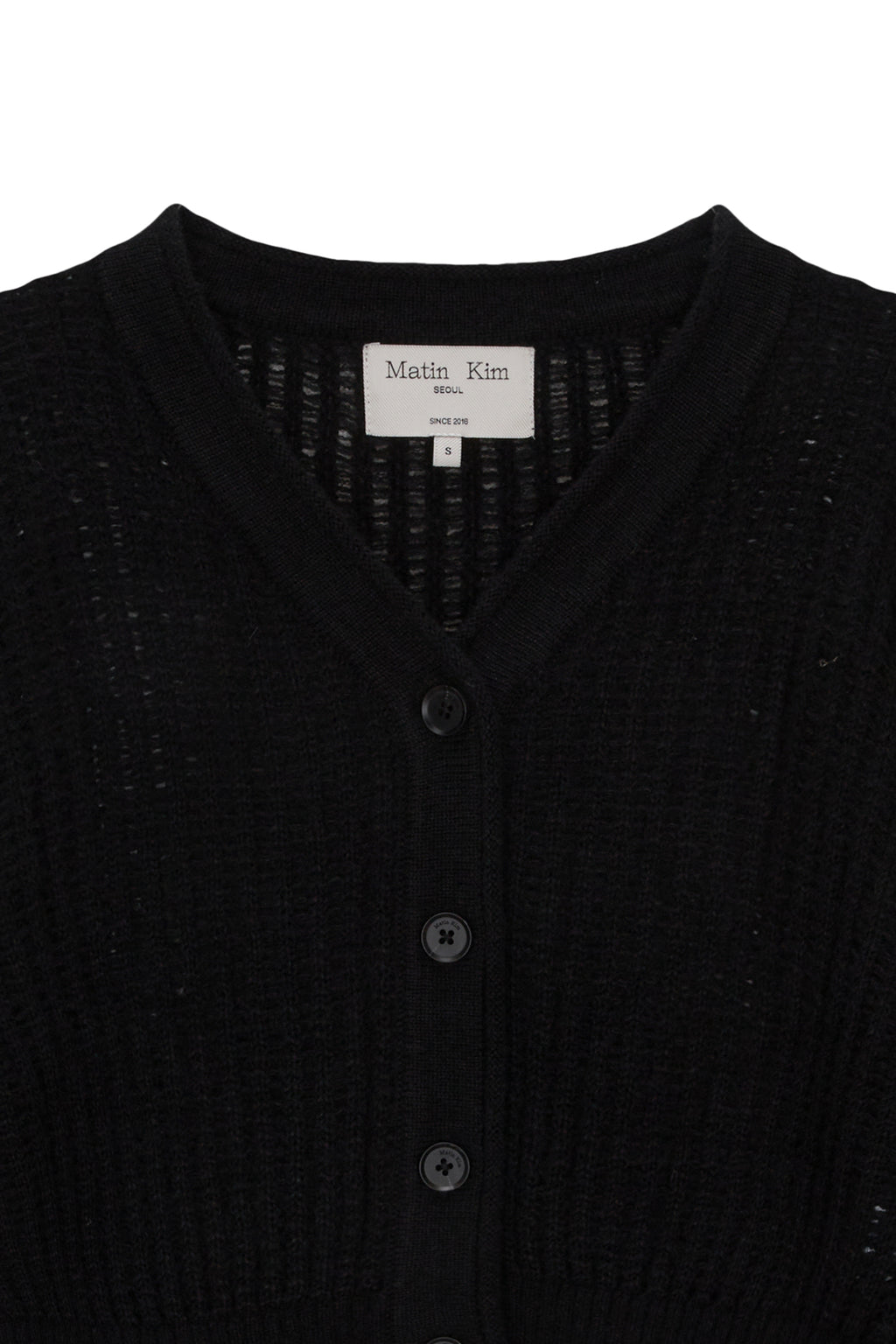 [matinkim] HAIRY CROCHET CROP CARDIGAN FOR WOMEN IN BLACK