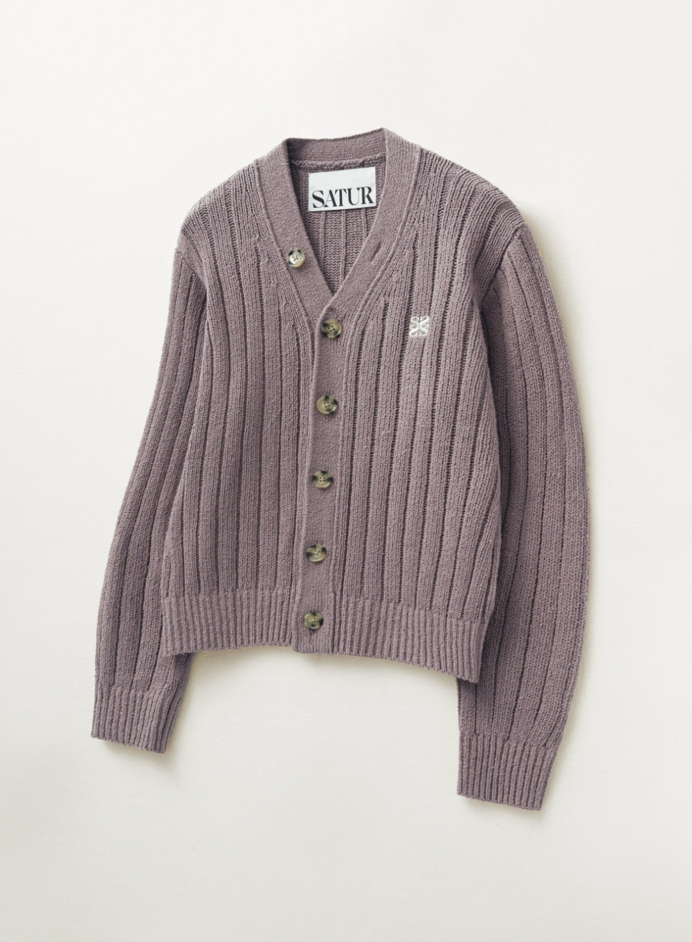 [satur] (W) Faro Over Size Boucle Cardigan - Vintage Purple