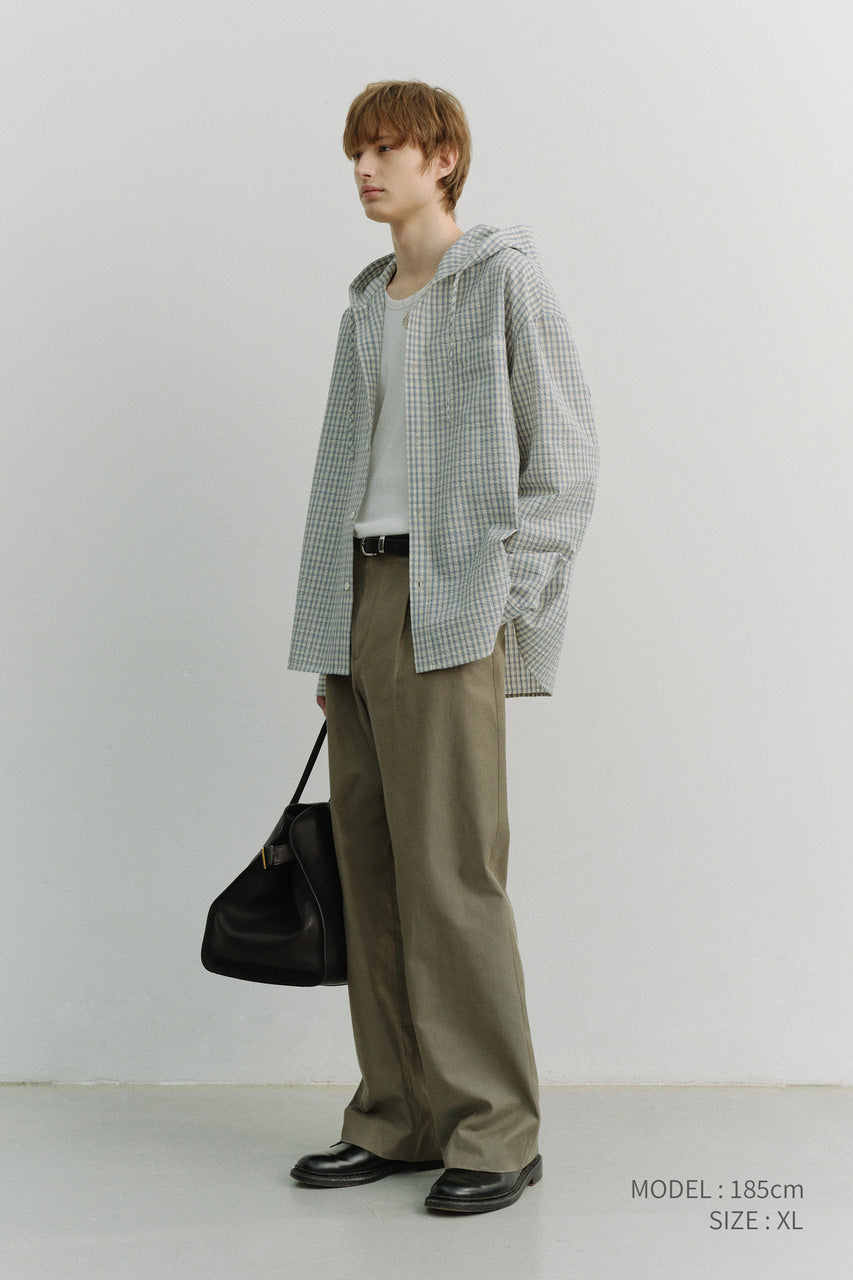 Dunst Unisex Classic Hooded Shirt Cream Check