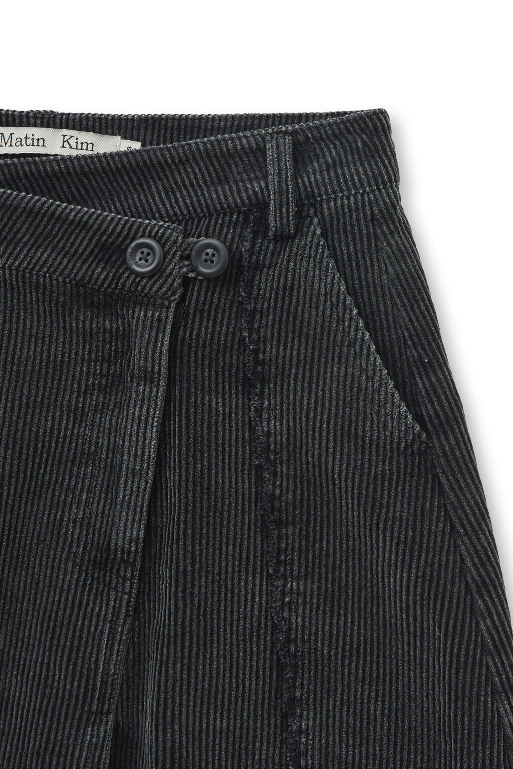Matinkim Washed Corduroy Wrap Skirt IN Black