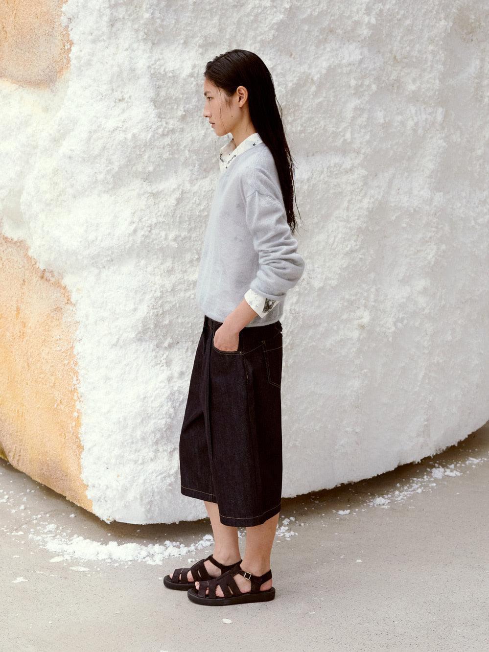 Low Classic Bermuda Denim Pants Dark Blue