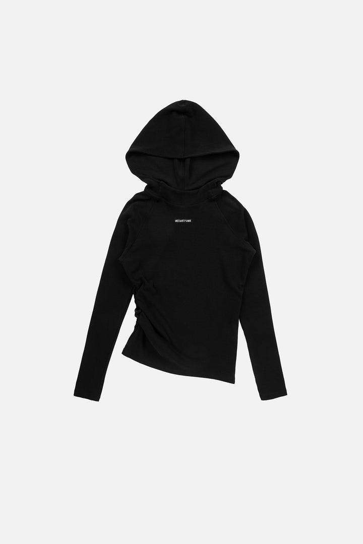 Instantfunk Diagonal Zipper Hood Tee - Black