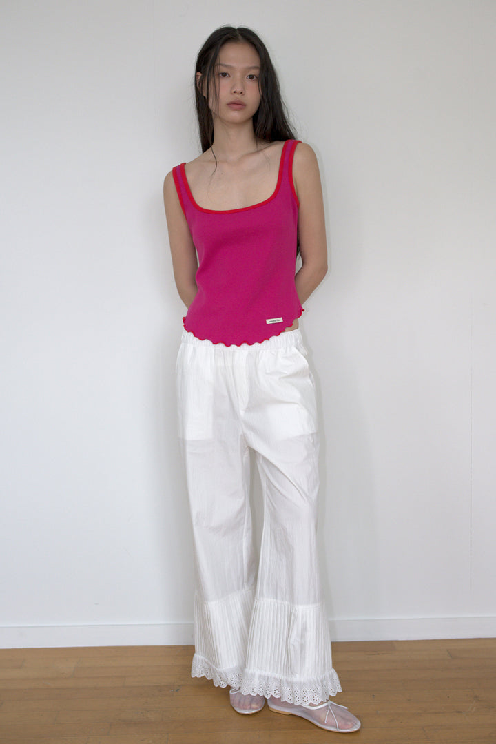 Overdueflair Ribbed Square Neck Sleeveless Magenta