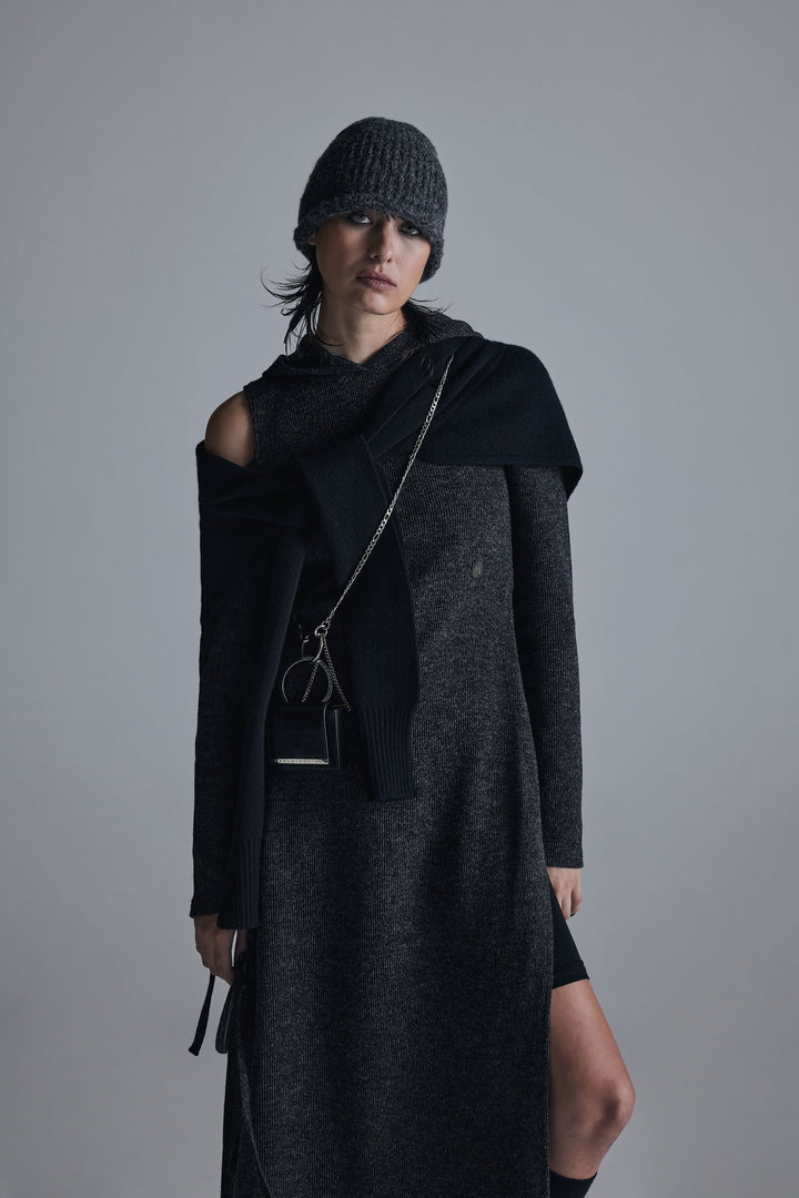 Treemingbird Cashmere Knit Layered Wrap Black