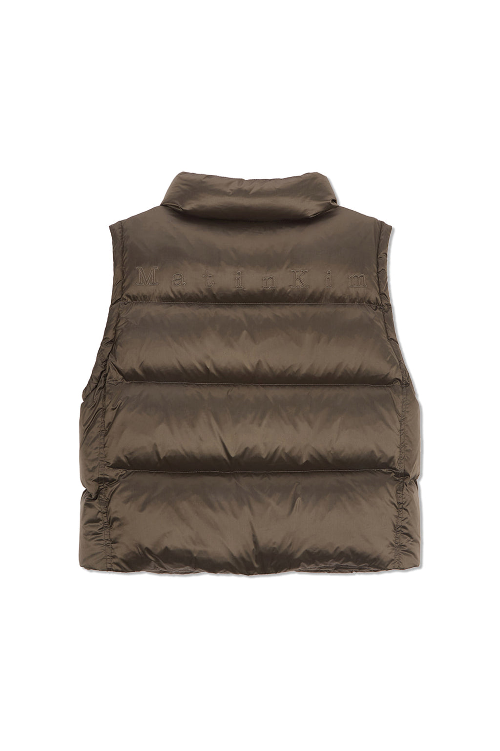 [matinkim] UNBALANCE QUILTED DOWN VEST FOR WOMEN IN KHAKI BROWN