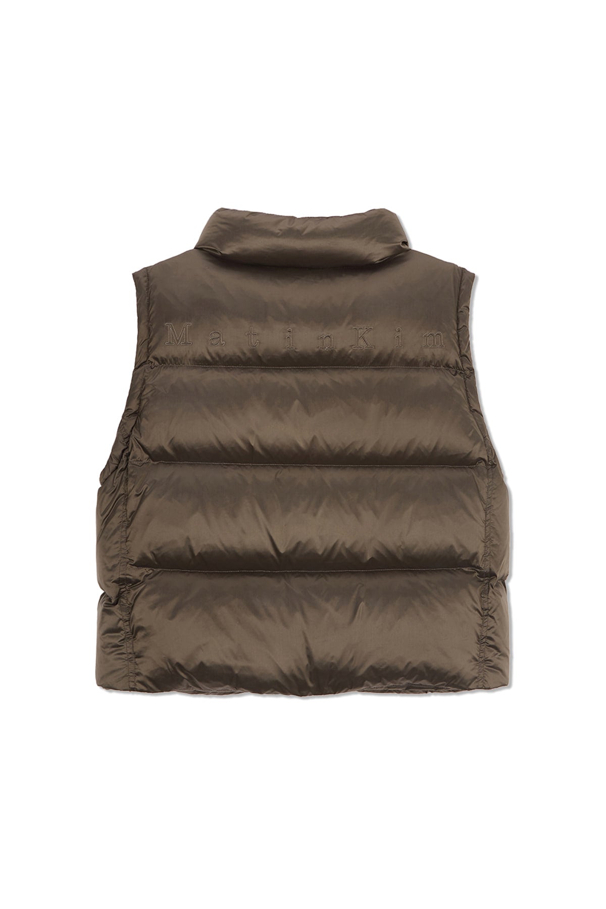 [matinkim] UNBALANCE QUILTED DOWN VEST FOR WOMEN IN KHAKI BROWN