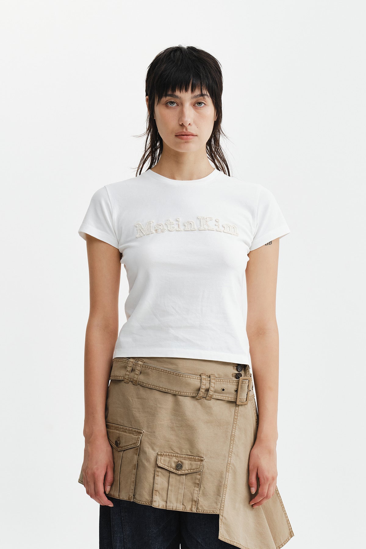 Matinkim Applique Logo Slim Top IN White