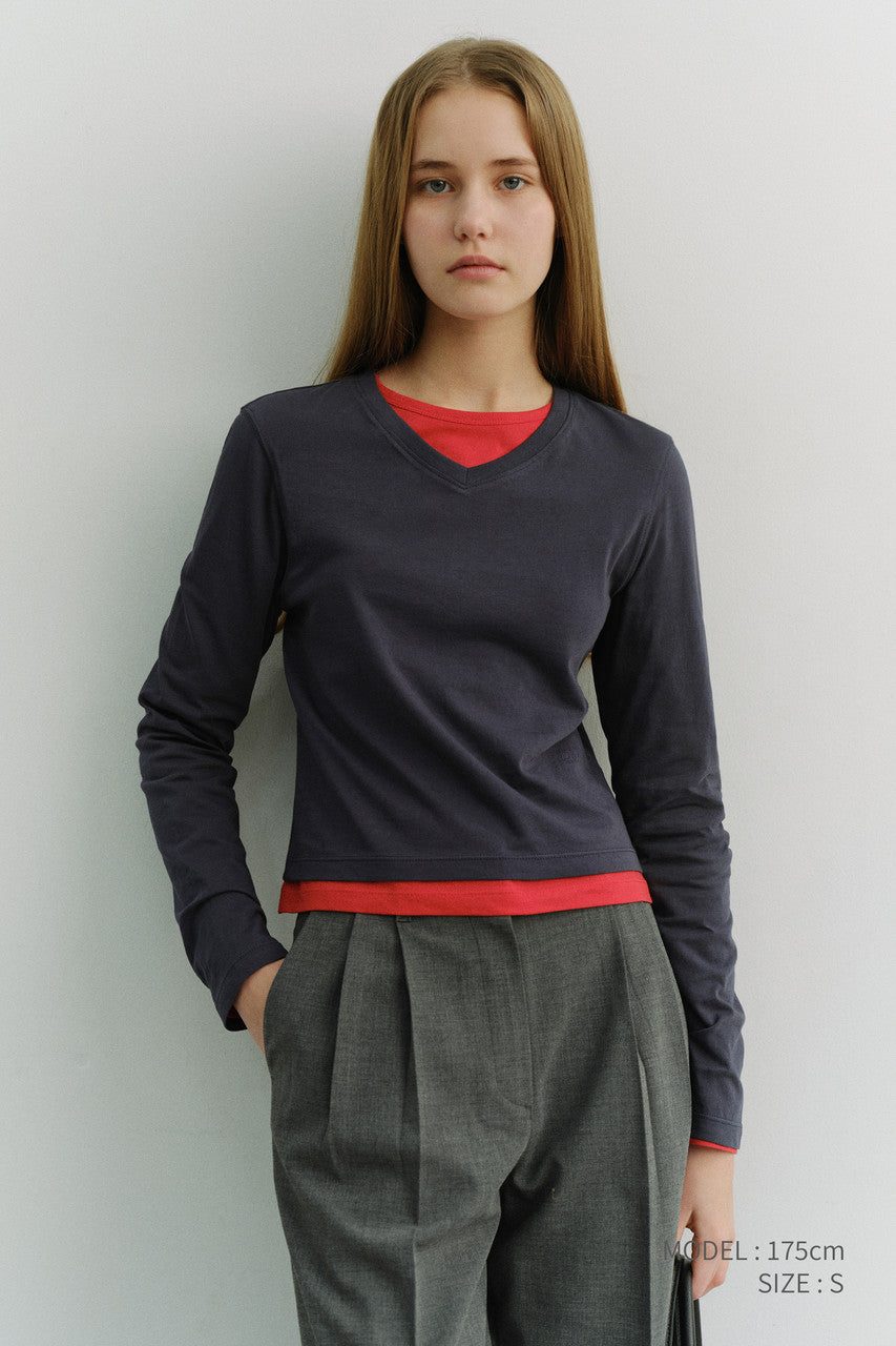 Dunst Essential Petit V-Neck T-Shirt Navy