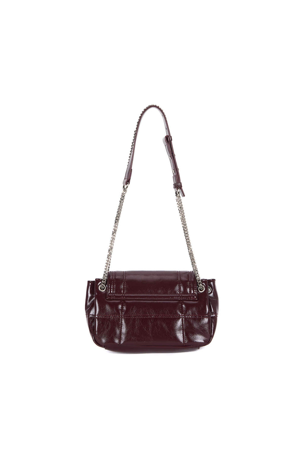 [matinkim] GLOSSY QUILTING SMALL CHAIN BAG IN BURGUNDY