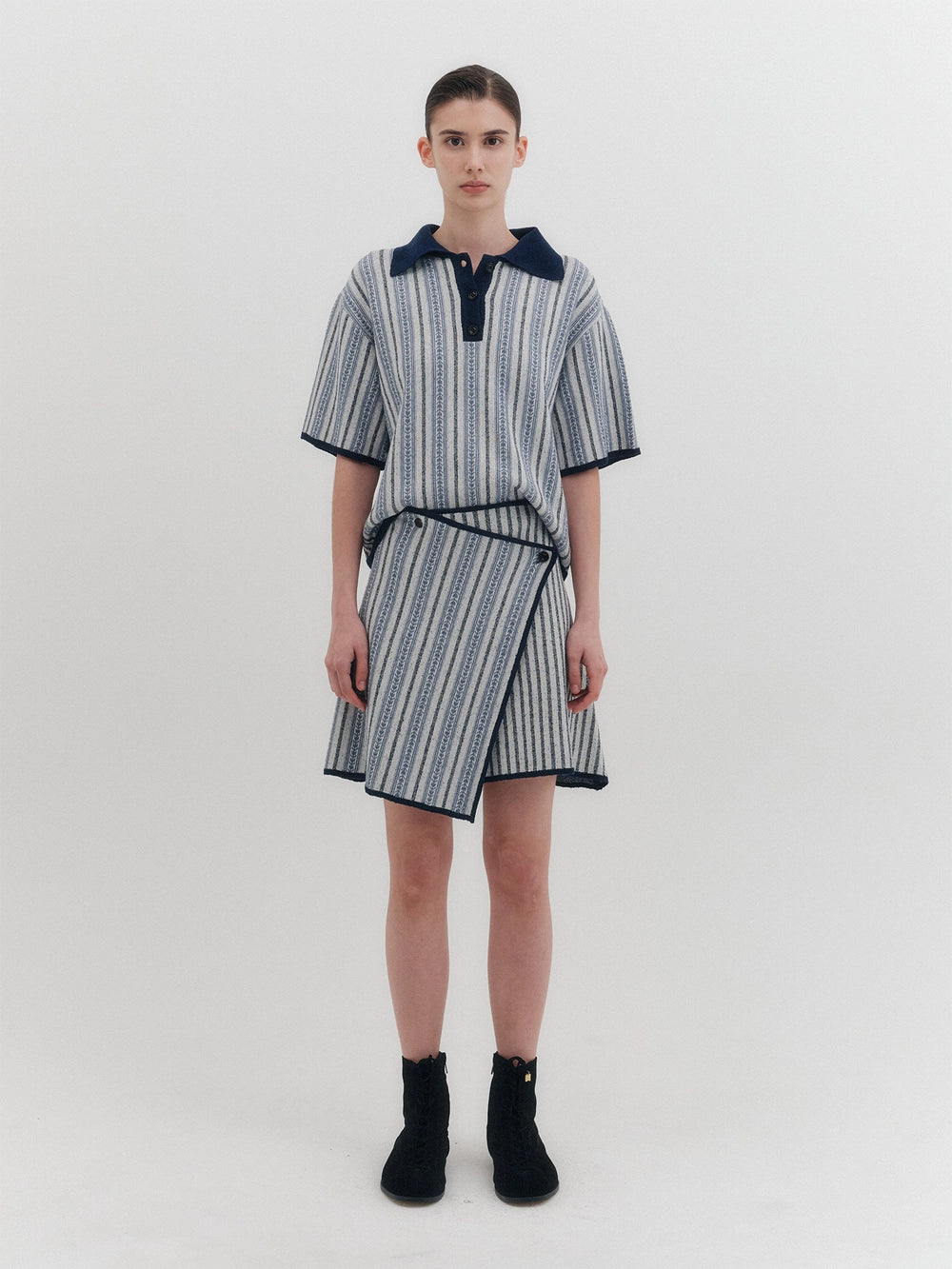EENK Jacquard Knit Top - Blue