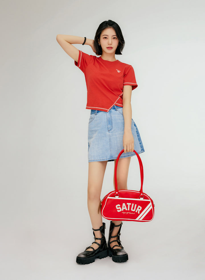 Satur Lawton Contrast Bowling Bag - Red