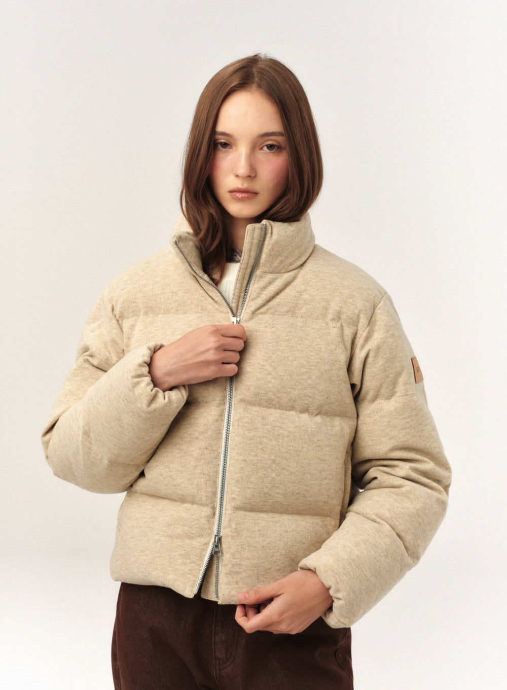 Satur (W) Knit Puffer Duck Down Padding - Cream