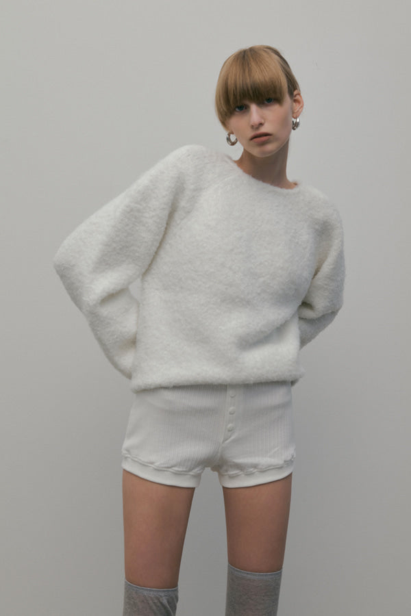 Overdueflair Furry Wool Knit Ivory