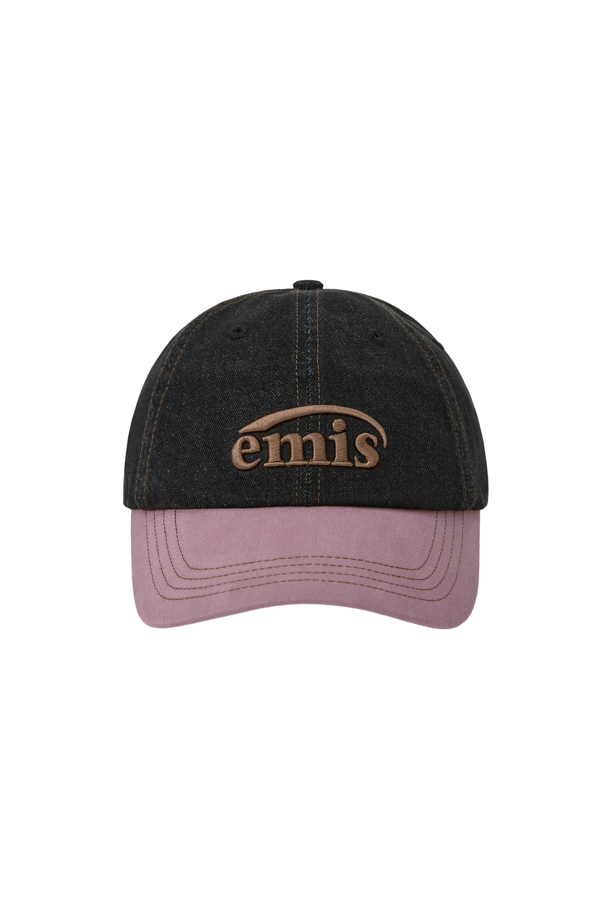 WASHED DENIM BALL CAP-GRAY/PINK