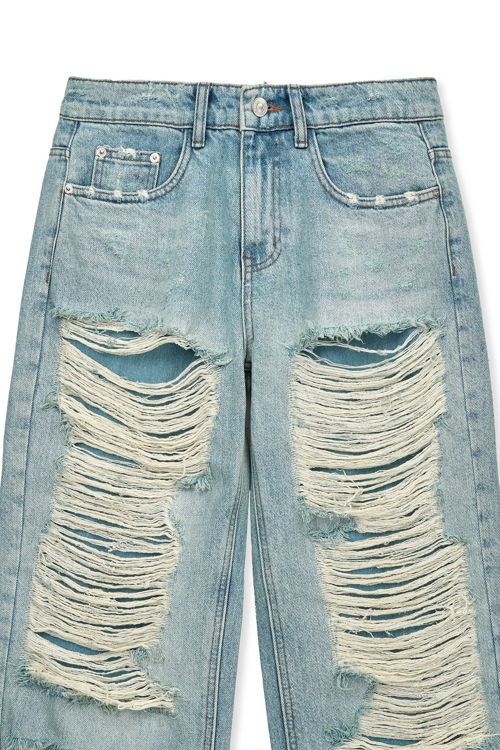 [matinkim] Heavy Destroyed Denim Pants IN Light Blue
