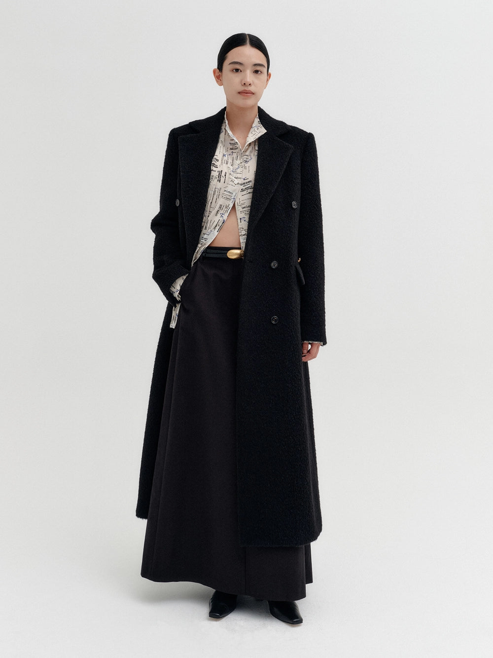 EENK Tailored Wool Long Coat - Black