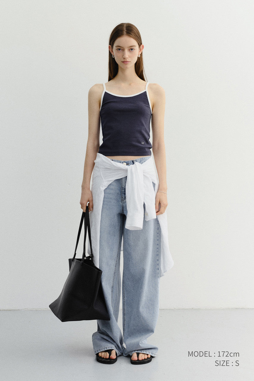 Dunst 2-Tone Trim Sleeveless Top Navy Ivory