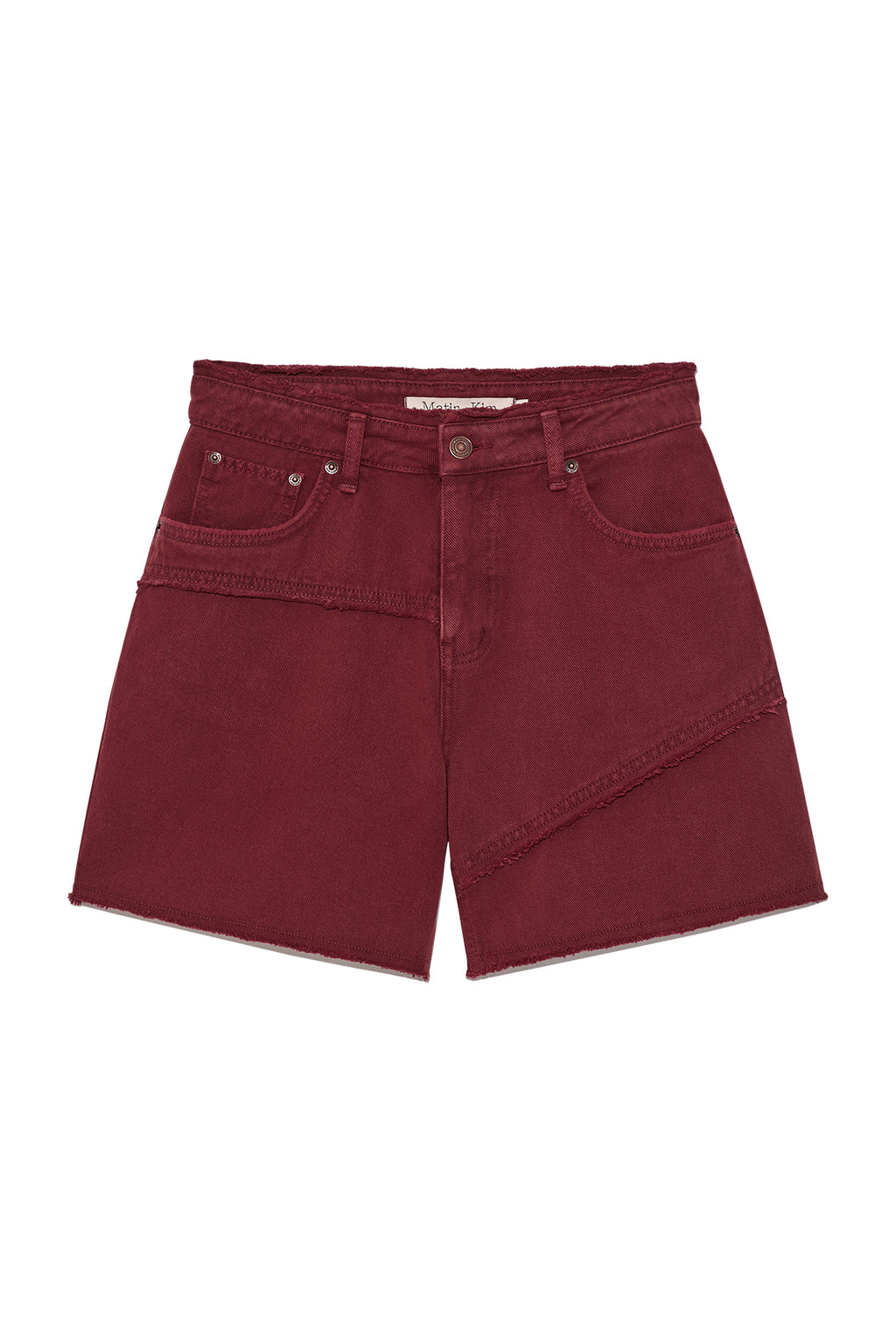 Matinkim Cut Line Point Denim Shorts IN Red