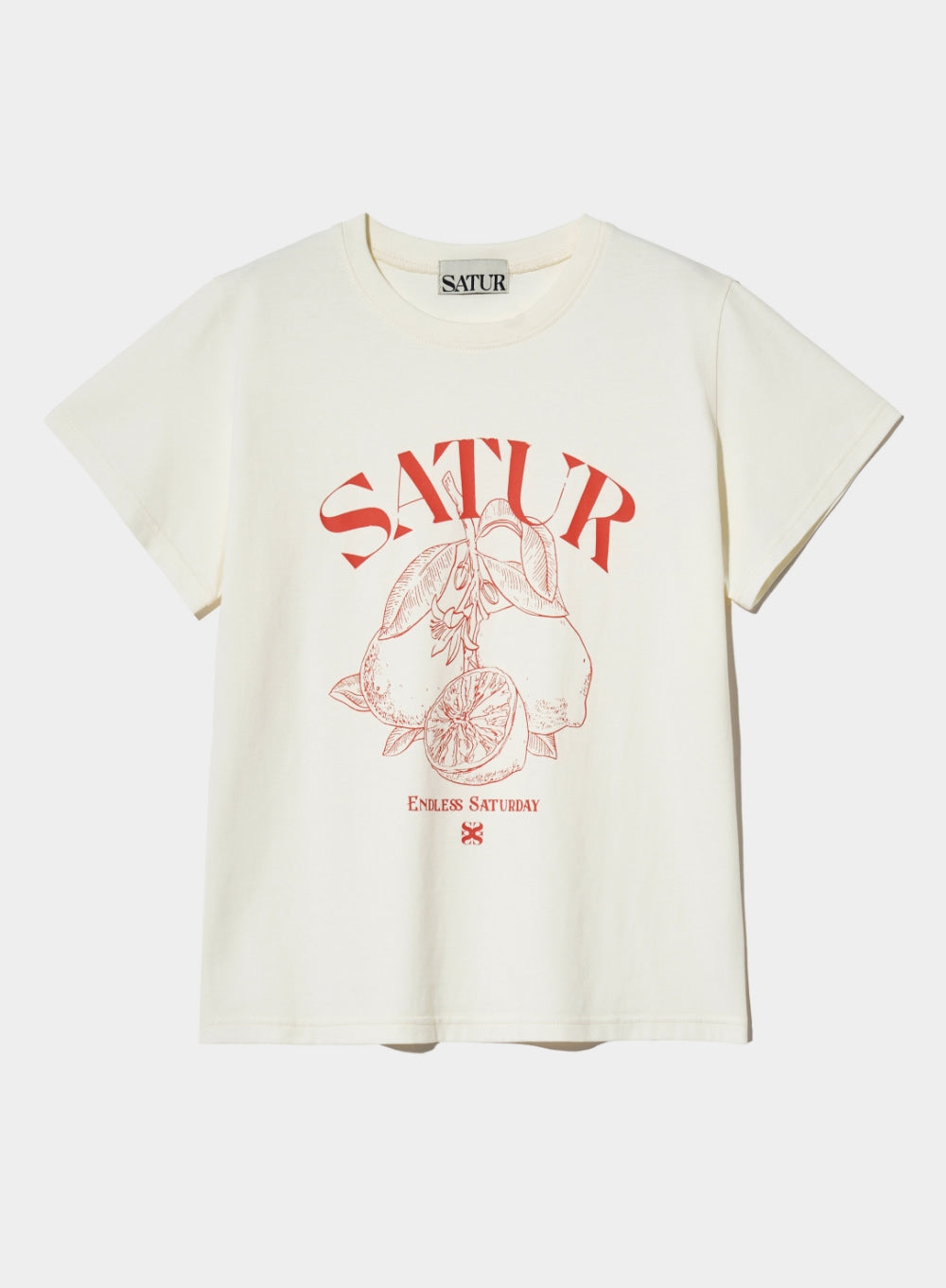 [satur] (W) Capri Citron Drawing Summer Graphic T-Shirt - Cream Orange