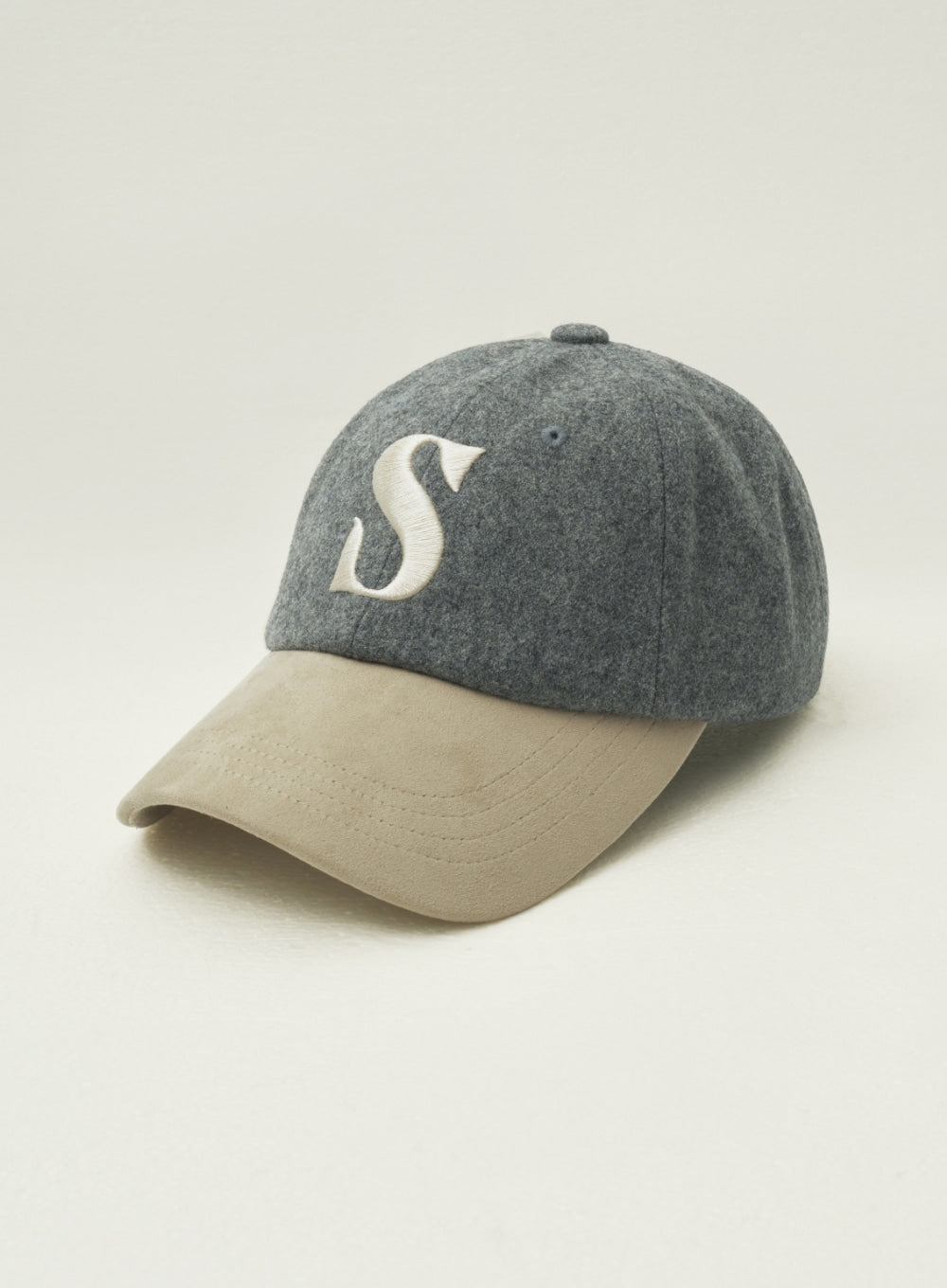 [satur] Wool Faux Suede Casual Ball Cap - Beige